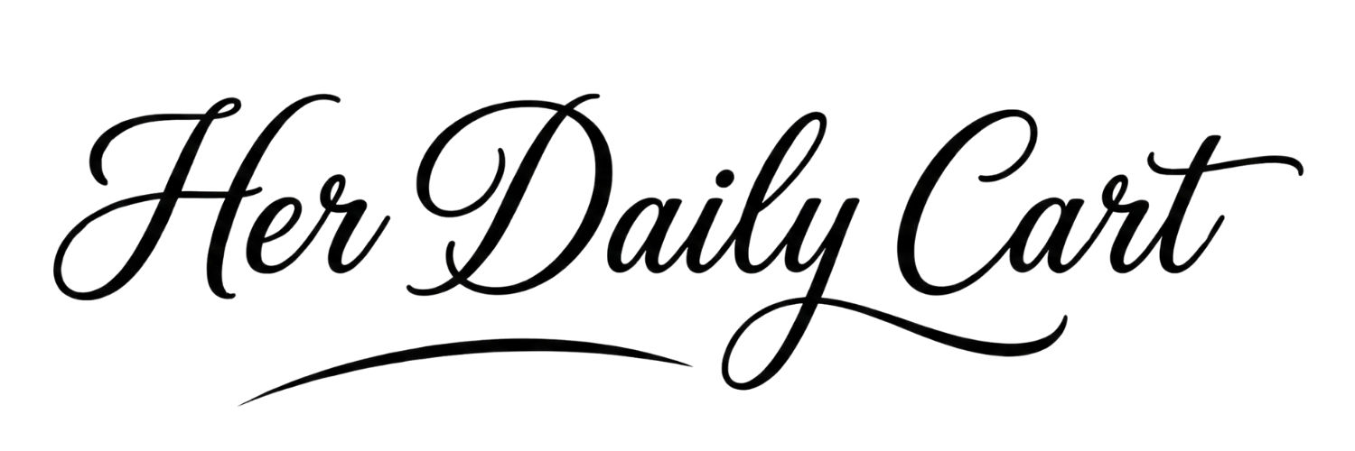 her daily cart elegant cursive logo black text transparent background for fashion and lifestyle blog