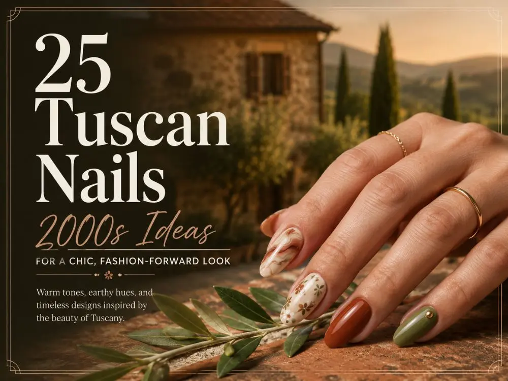 25-tuscan-nails-ideas-featured.webp Collage of 25 Tuscan nail ideas featuring terracotta, olive green, cream, brown, floral, and Mediterranean-inspired nail designs.
