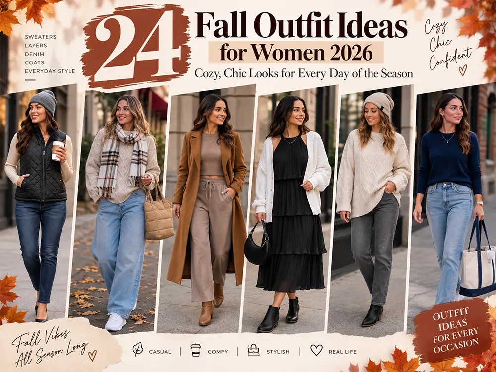 24 fall outfit ideas for women 2026 featuring cozy and chic everyday looks